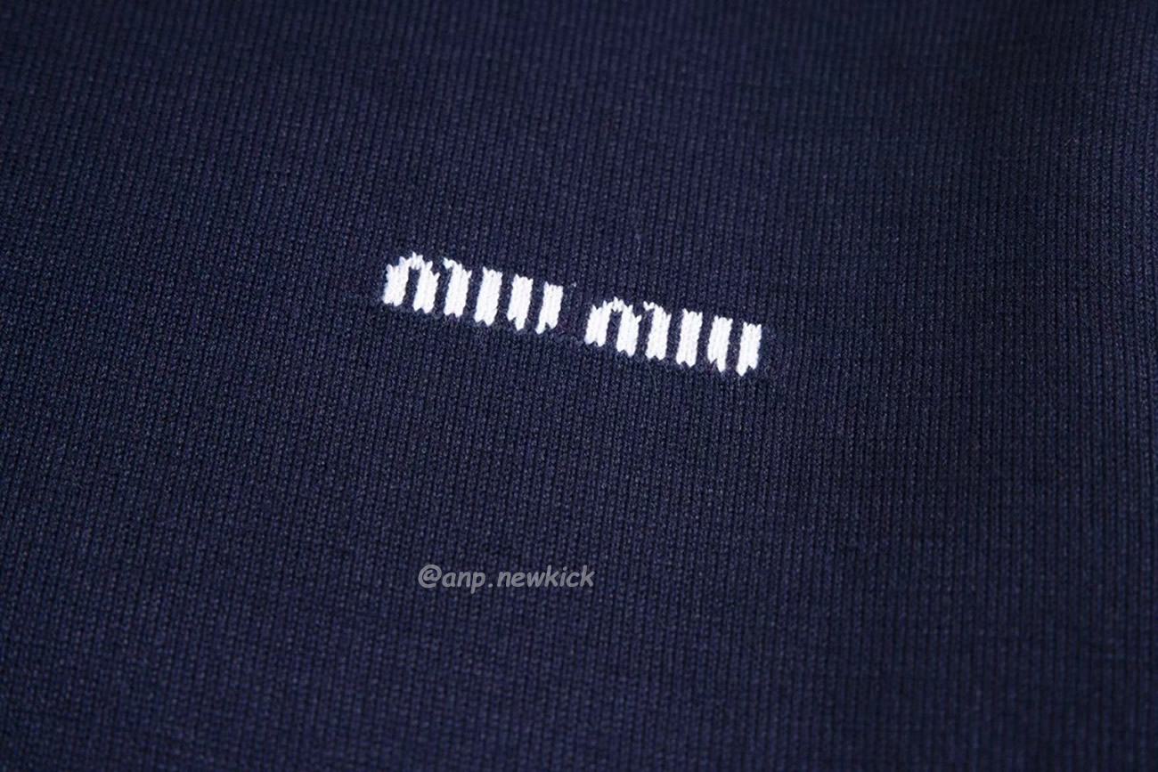 Miu Miu Logo Embroidery Polo Top In Navy (7) - newkick.vip